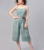 Blue Floral Strappy Jumpsuit