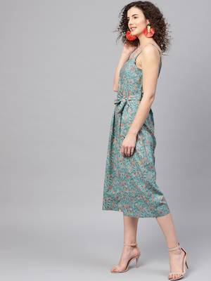 Blue Floral Strappy Jumpsuit 2