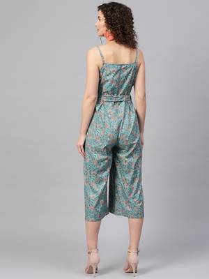 Blue Floral Strappy Jumpsuit 3