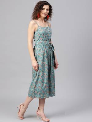 Blue Floral Strappy Jumpsuit 4