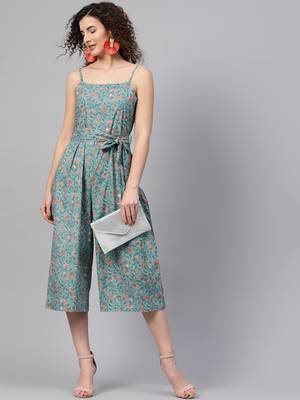 Blue Floral Strappy Jumpsuit 6