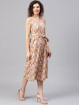 Beige & Pink Floral Strappy Jumpsuit 4