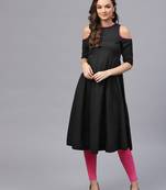 Black Dotted Cold Shoulder Kurta