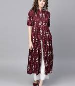 Maroon Ikat Front Open Shirt Kurta