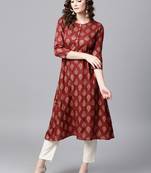 Maroon Foil Side Tie-Up Kurta