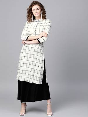 White Check Straight Kurta 1