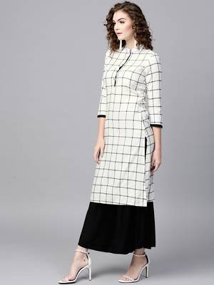 White Check Straight Kurta 2