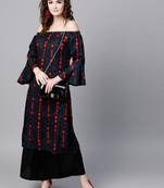 Navy Tie-Dye Off Shoulder Kurta