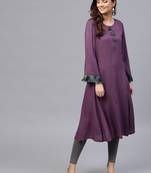 Purple Fringed Sleeves Kurta