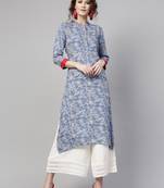 Blue floral print Straight Kurta