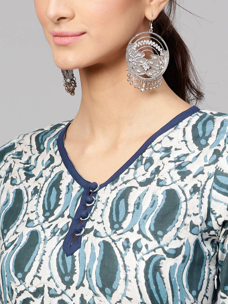 Indigo Paisley Side Gathered Dress