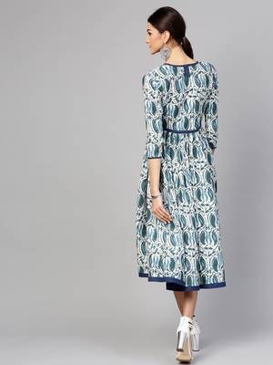 Indigo Paisley Side Gathered Dress 5