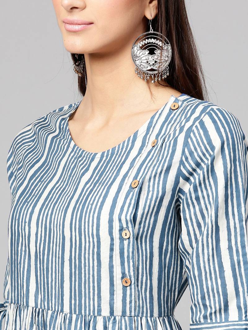 Indigo Stripe Side Placket Dress