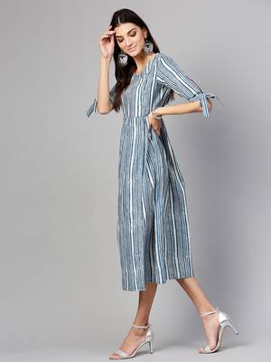 Indigo Stripe Side Placket Dress 3