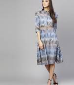 Blue Ikat Belted Dress