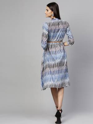 Blue Ikat Belted Dress 4