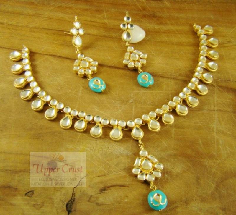 Turquoise Kundan Gold Plated Necklace Set