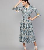 Indigo Paisley Tie-Up Sleeve Dress