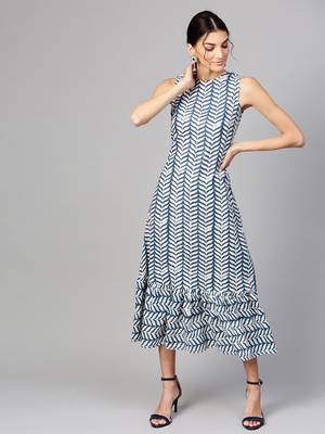 Indigo Leaf Tiered Sleeveless Maxi 1
