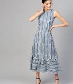 Indigo Leaf Tiered Sleeveless Maxi