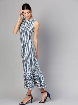 Indigo Leaf Tiered Sleeveless Maxi 3