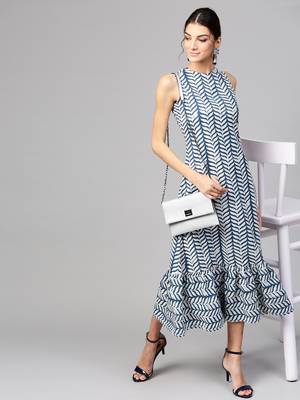 Indigo Leaf Tiered Sleeveless Maxi 5