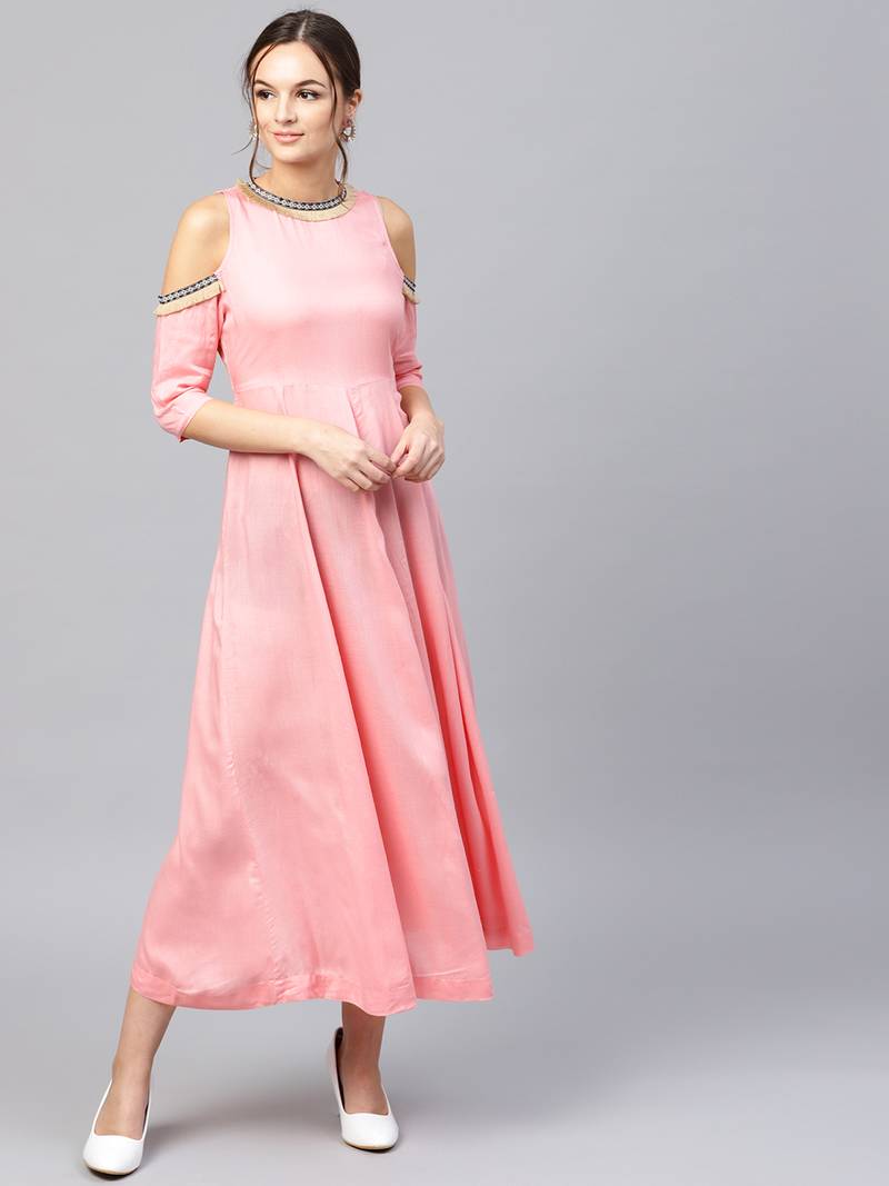 Pink Cold Shoulder Dress