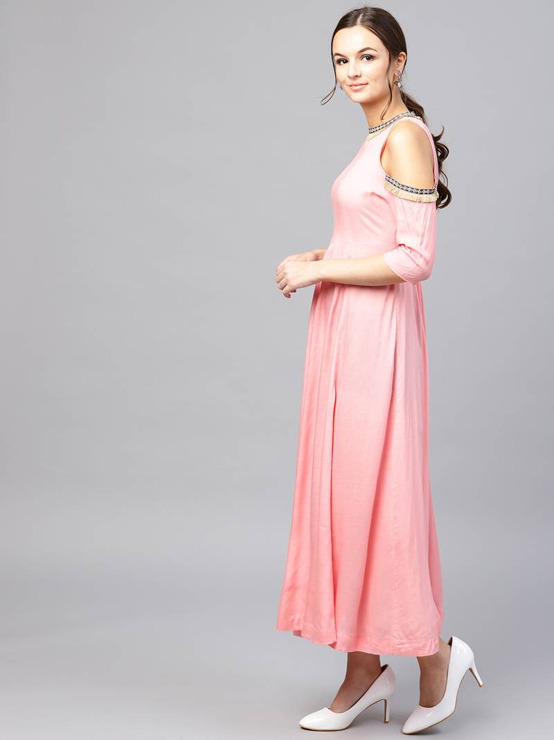 Pink Cold Shoulder Dress