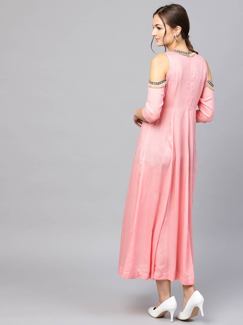 Pink Cold Shoulder Dress