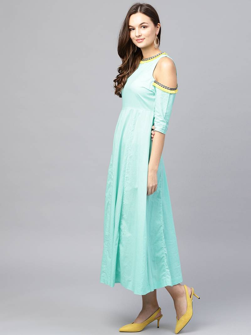 Blue Cold Shoulder Dress