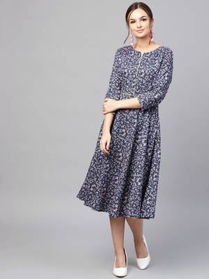 Navy floral_print Dress 1