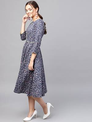 Navy floral_print Dress 2