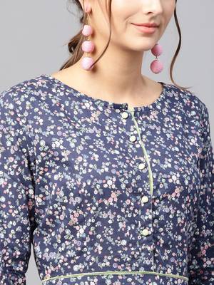 Navy floral_print Dress 4
