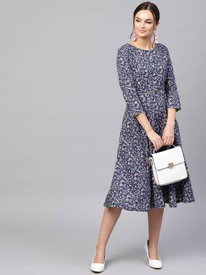 Navy floral_print Dress 5