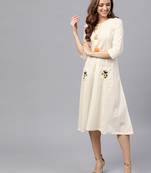 Embroidered Pocket Patch Off White Dress