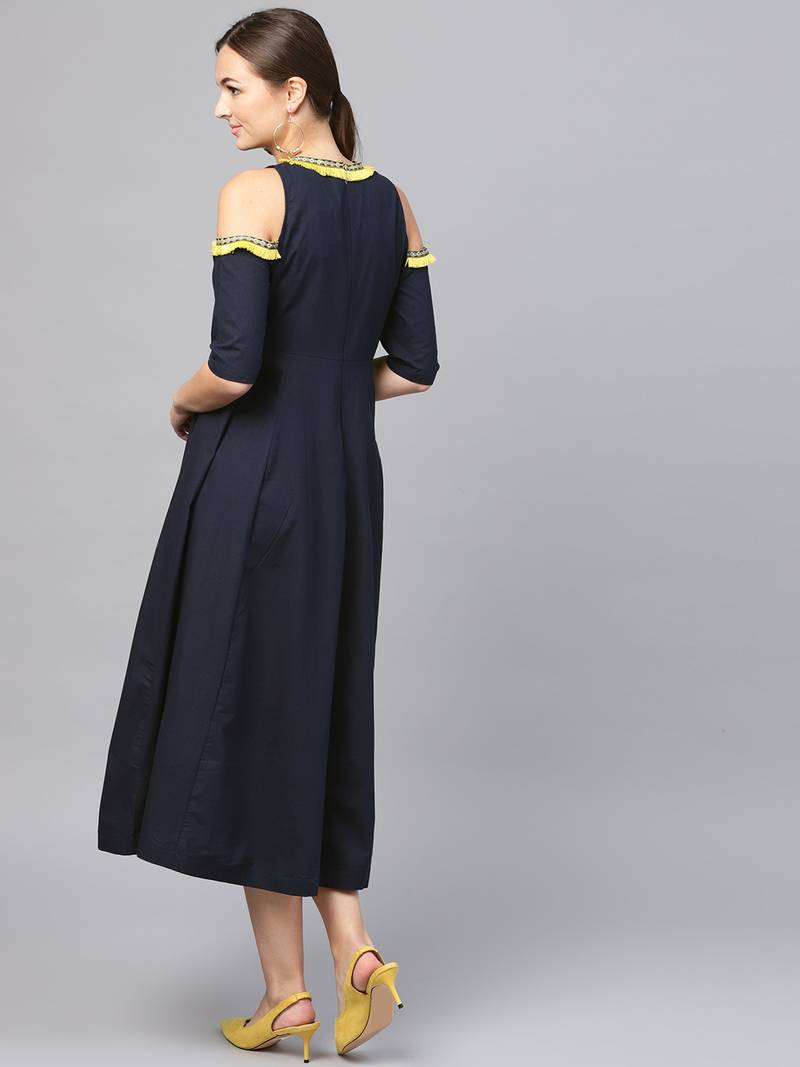 Navy Cold Shoulder Dress