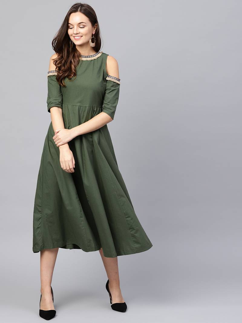 Olive Cold Shoulder Dress