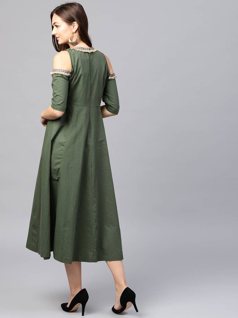 Olive Cold Shoulder Dress