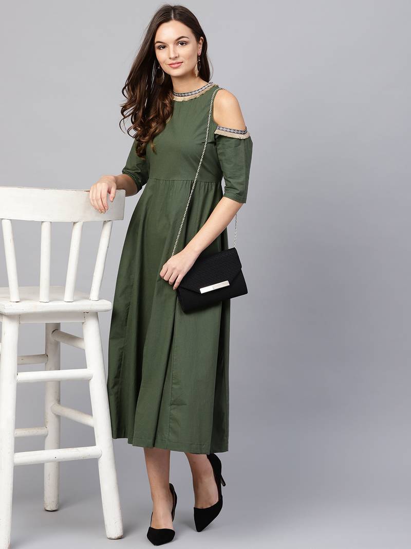 Olive Cold Shoulder Dress