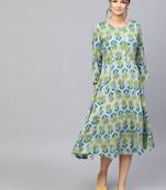 Blue & Yellow floral_print Dress