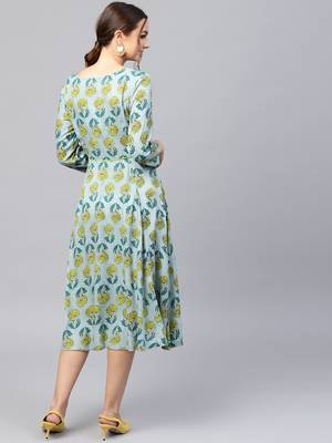 Blue & Yellow floral_print Dress 3