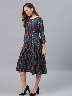 Blue & Red floral_print Dress 2