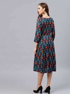 Blue & Red floral_print Dress 3