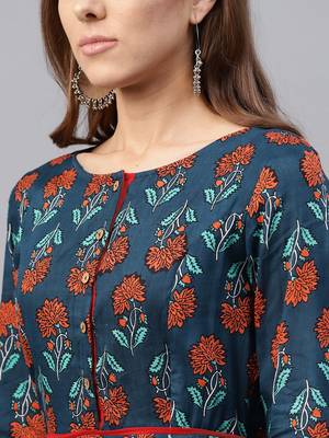 Blue & Red floral_print Dress 4