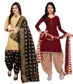 Multicolor Printed Cotton Unstitched Salwar With Dupatta