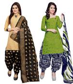 Multicolor Printed Cotton Unstitched Salwar With Dupatta