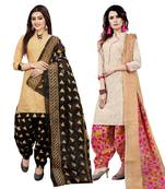 Multicolor Printed Cotton Unstitched Salwar With Dupatta