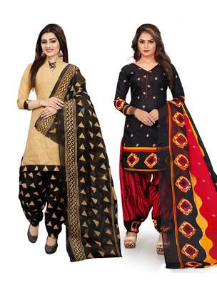 Multicolor Printed Cotton Unstitched Salwar With Dupatta 1