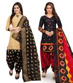 Multicolor Printed Cotton Unstitched Salwar With Dupatta