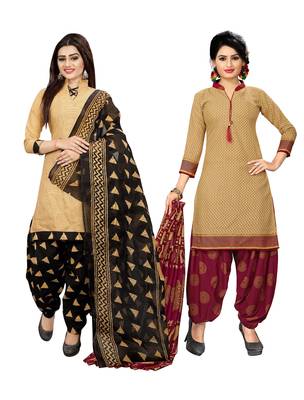 Multicolor Printed Cotton Unstitched Salwar With Dupatta 1